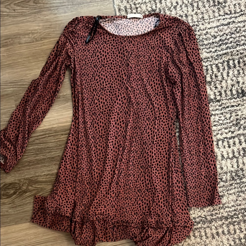 Primark Red and Black Long Sleeve Dress